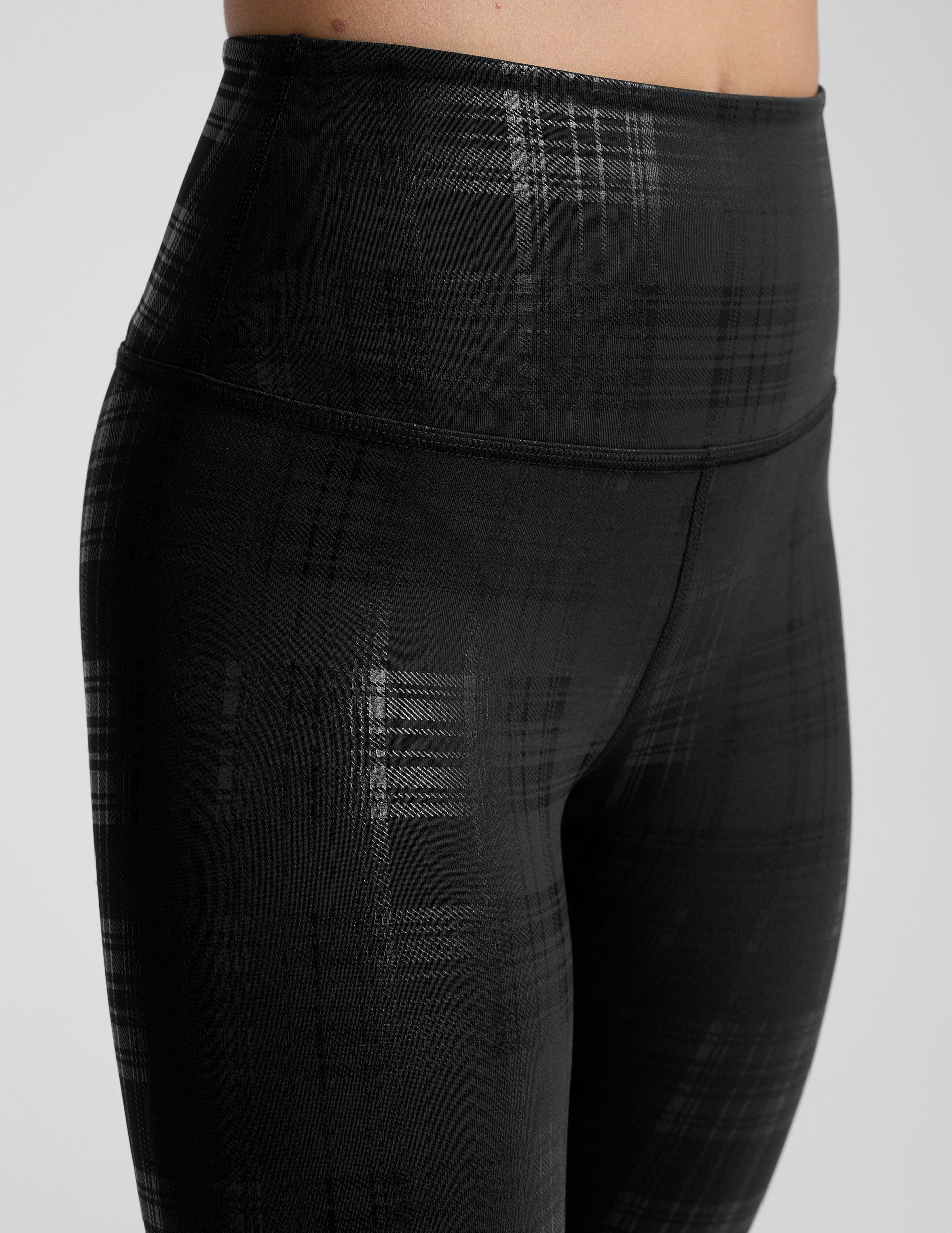 Plaid Foil Black High Waisted Midi Legging - Image 5