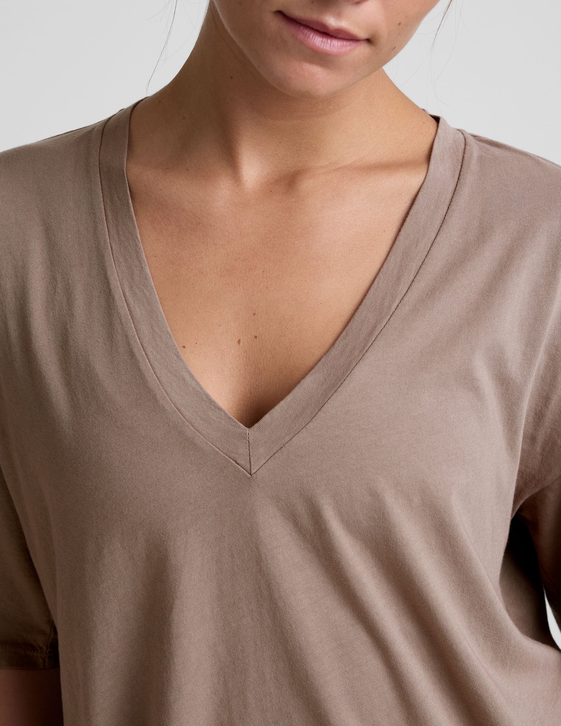 Oversized V-neck Cotton Tee - Image 4